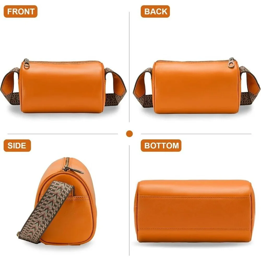 Leather Crossbody Bag Small Purses Women Zipper Coffee Color